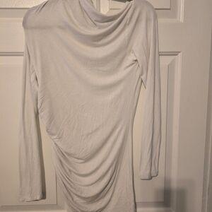 Express White Ruched Draped Top Size M